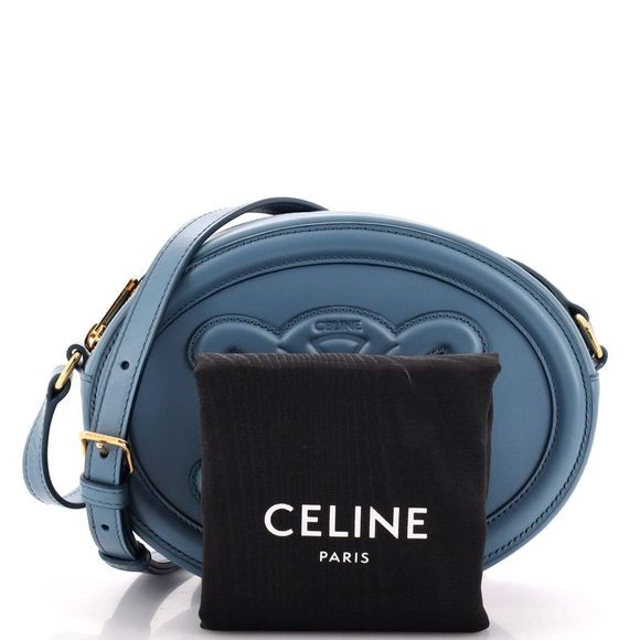 Celine Triomphe Oval Crossbody Bag Leather Blue - Picture 2 of 8